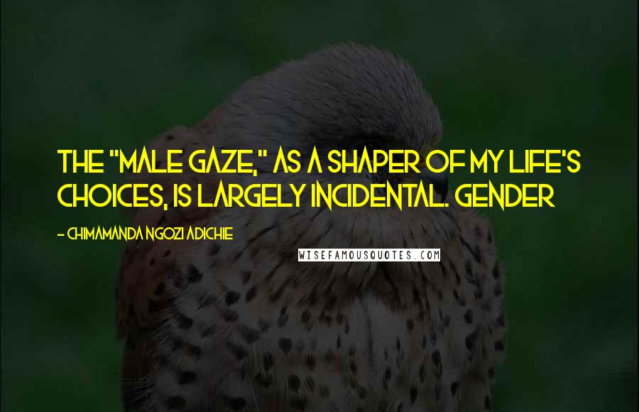 Chimamanda Ngozi Adichie Quotes: The "male gaze," as a shaper of my life's choices, is largely incidental. Gender