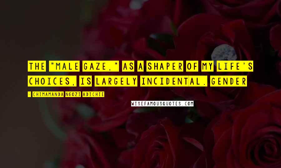 Chimamanda Ngozi Adichie Quotes: The "male gaze," as a shaper of my life's choices, is largely incidental. Gender
