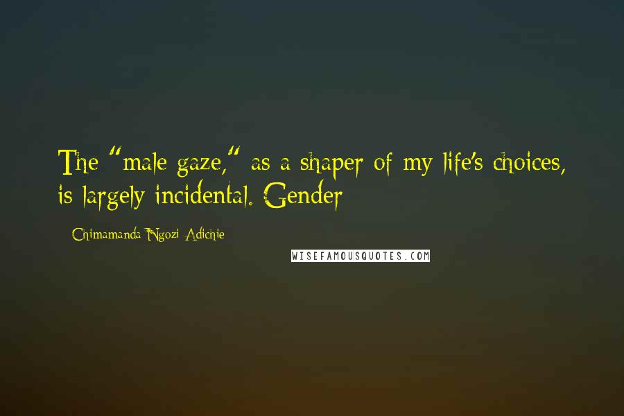 Chimamanda Ngozi Adichie Quotes: The "male gaze," as a shaper of my life's choices, is largely incidental. Gender