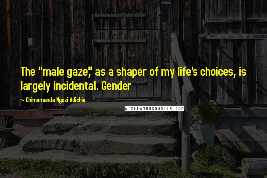 Chimamanda Ngozi Adichie Quotes: The "male gaze," as a shaper of my life's choices, is largely incidental. Gender