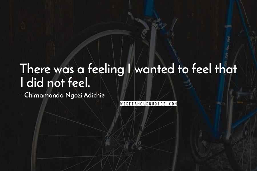 Chimamanda Ngozi Adichie Quotes: There was a feeling I wanted to feel that I did not feel.