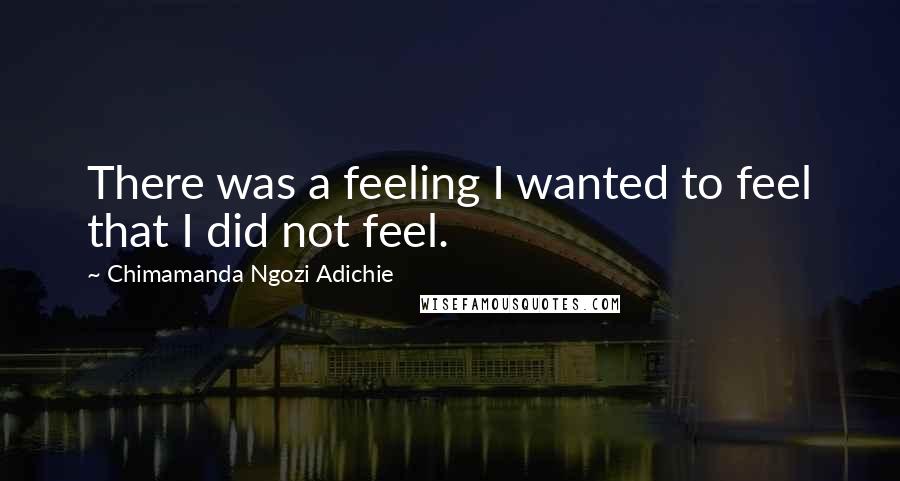 Chimamanda Ngozi Adichie Quotes: There was a feeling I wanted to feel that I did not feel.