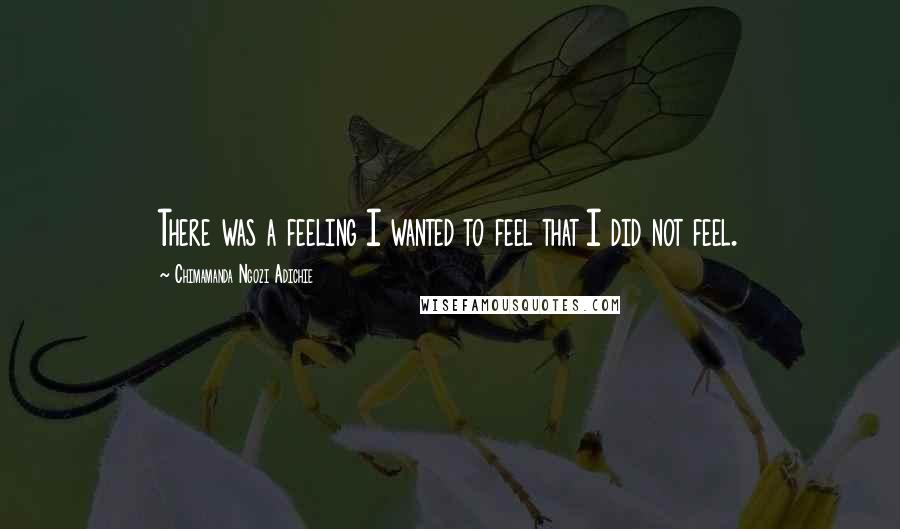 Chimamanda Ngozi Adichie Quotes: There was a feeling I wanted to feel that I did not feel.