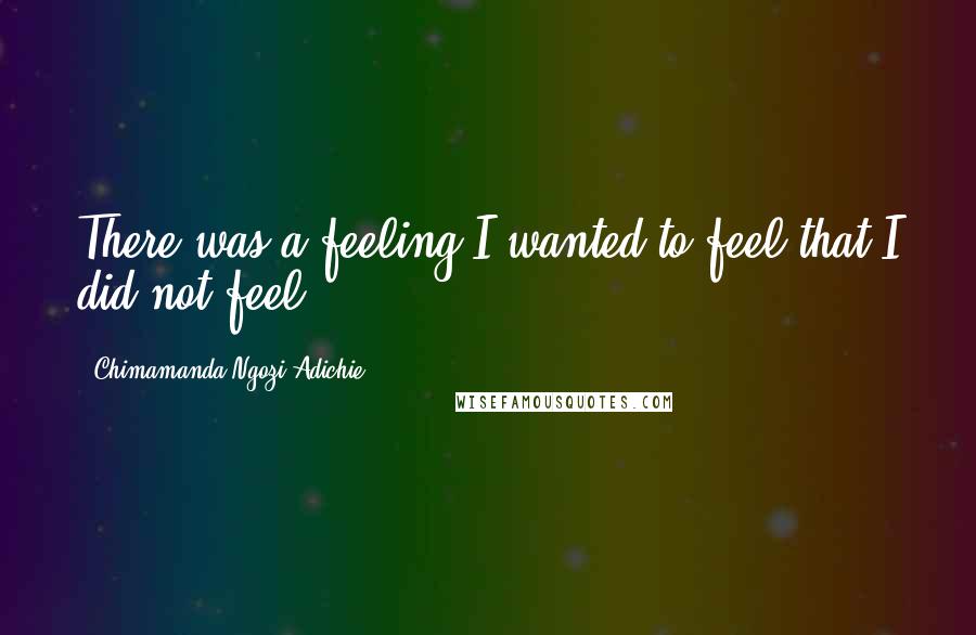 Chimamanda Ngozi Adichie Quotes: There was a feeling I wanted to feel that I did not feel.