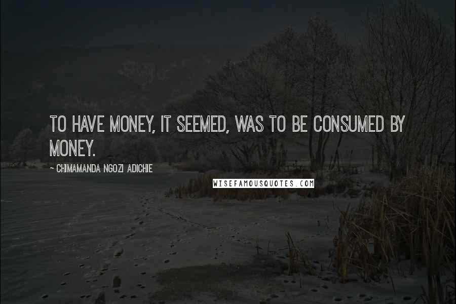 Chimamanda Ngozi Adichie Quotes: To have money, it seemed, was to be consumed by money.