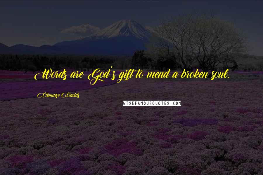 Chimnese Davids Quotes: Words are God's gift to mend a broken soul.