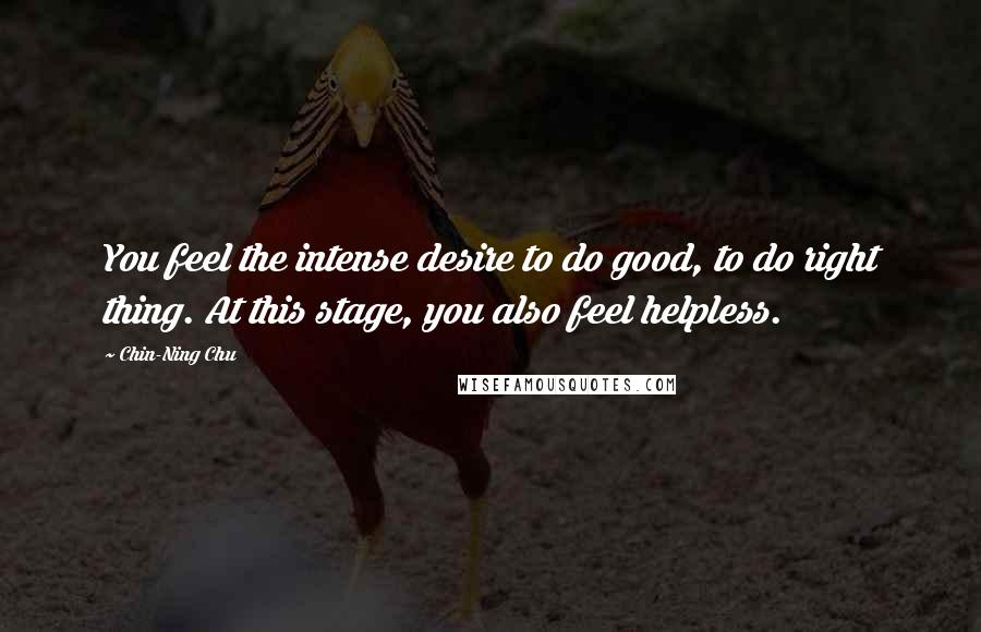 Chin-Ning Chu Quotes: You feel the intense desire to do good, to do right thing. At this stage, you also feel helpless.