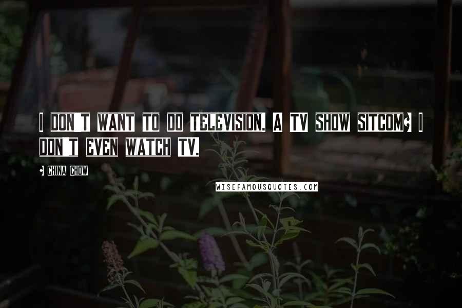 China Chow Quotes: I don't want to do television. A TV show sitcom? I don't even watch TV.