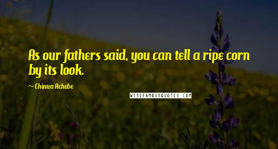 Chinua Achebe Quotes: As our fathers said, you can tell a ripe corn by its look.