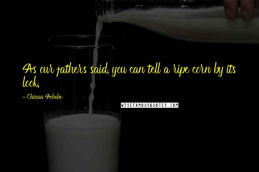 Chinua Achebe Quotes: As our fathers said, you can tell a ripe corn by its look.