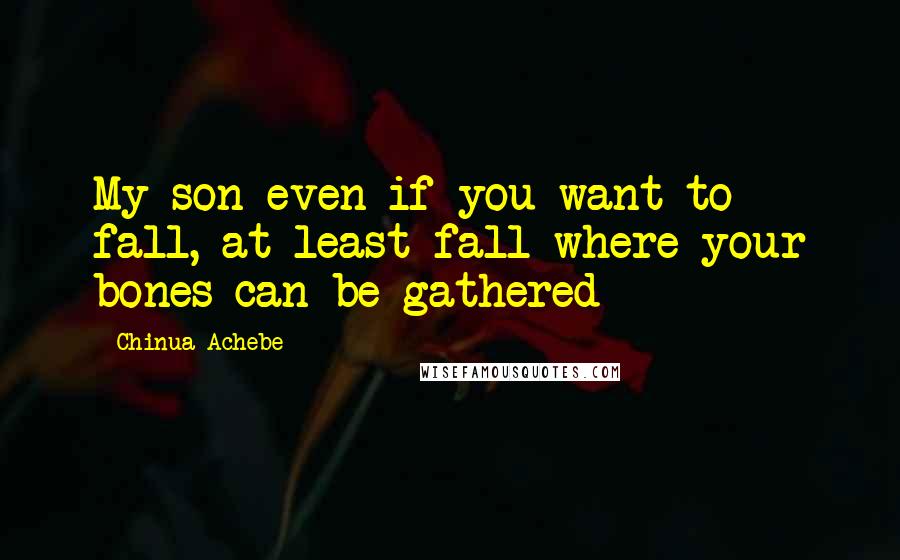 Chinua Achebe Quotes: My son even if you want to fall, at least fall where your bones can be gathered