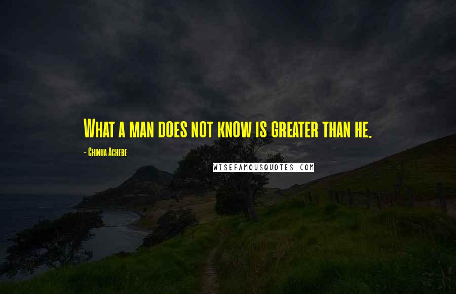 Chinua Achebe Quotes: What a man does not know is greater than he.