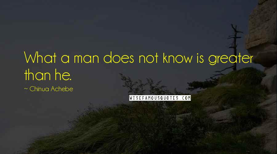 Chinua Achebe Quotes: What a man does not know is greater than he.