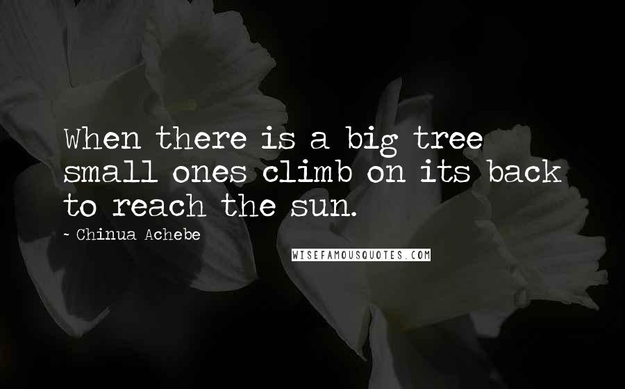 Chinua Achebe Quotes: When there is a big tree small ones climb on its back to reach the sun.