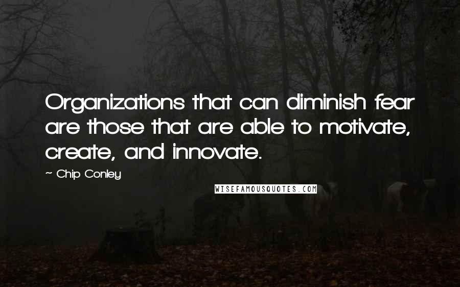 Chip Conley Quotes: Organizations that can diminish fear are those that are able to motivate, create, and innovate.