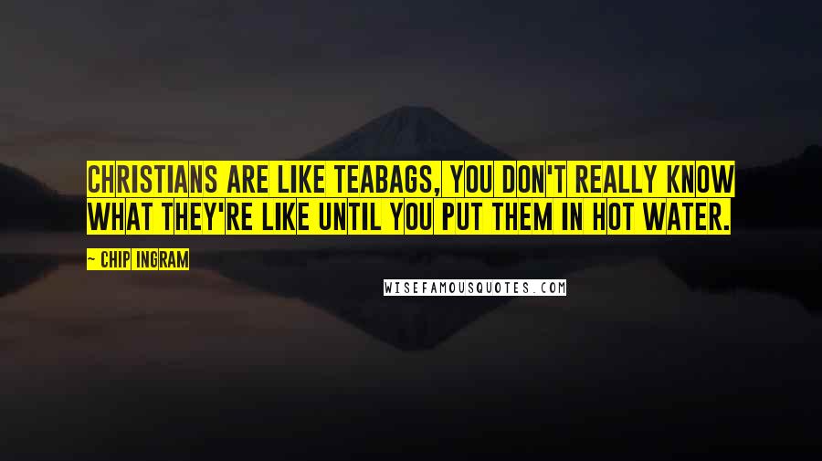 Chip Ingram Quotes: Christians are like teabags, you don't really know what they're like until you put them in hot water.