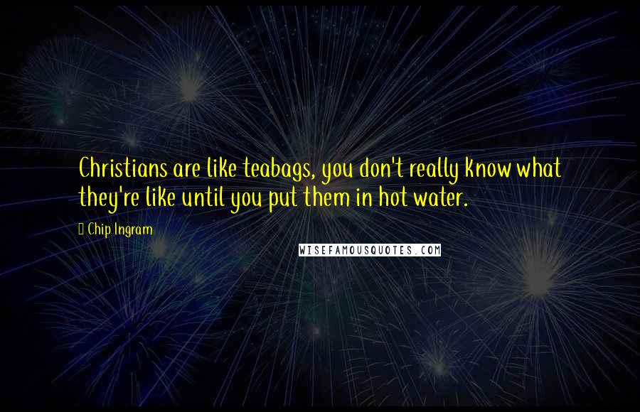 Chip Ingram Quotes: Christians are like teabags, you don't really know what they're like until you put them in hot water.