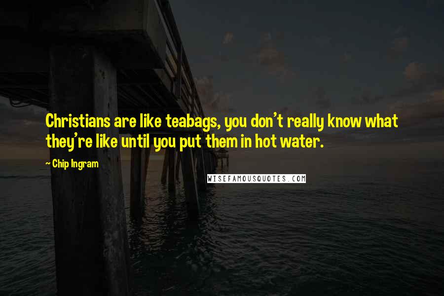 Chip Ingram Quotes: Christians are like teabags, you don't really know what they're like until you put them in hot water.