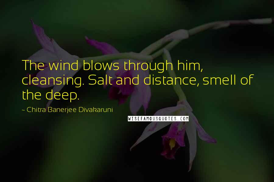 Chitra Banerjee Divakaruni Quotes: The wind blows through him, cleansing. Salt and distance, smell of the deep.