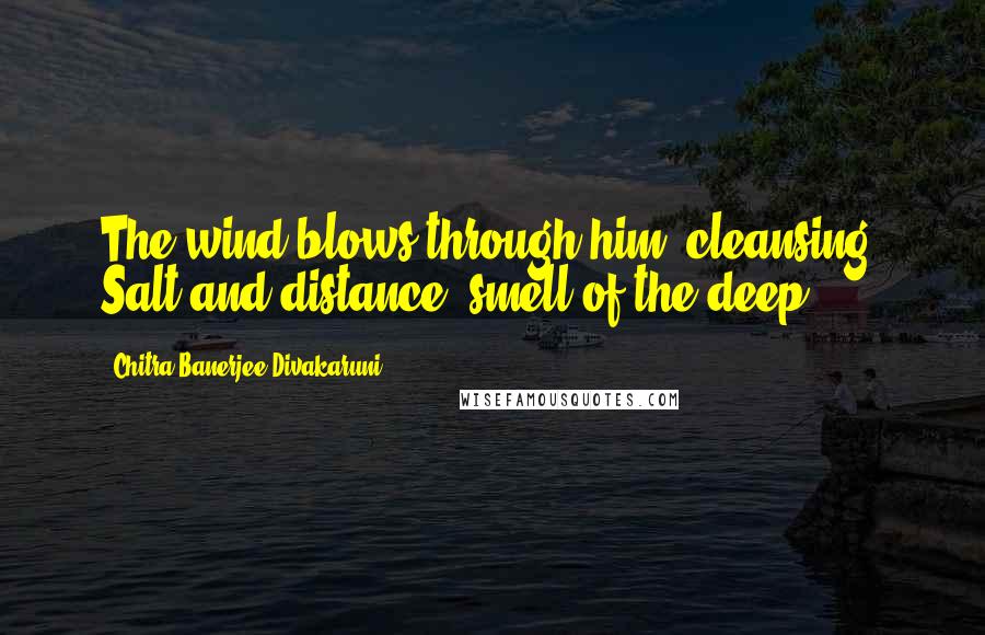 Chitra Banerjee Divakaruni Quotes: The wind blows through him, cleansing. Salt and distance, smell of the deep.