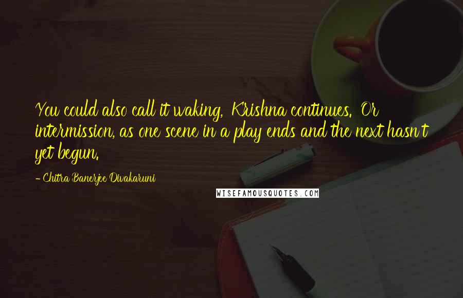 Chitra Banerjee Divakaruni Quotes: You could also call it waking,' Krishna continues. 'Or intermission, as one scene in a play ends and the next hasn't yet begun.