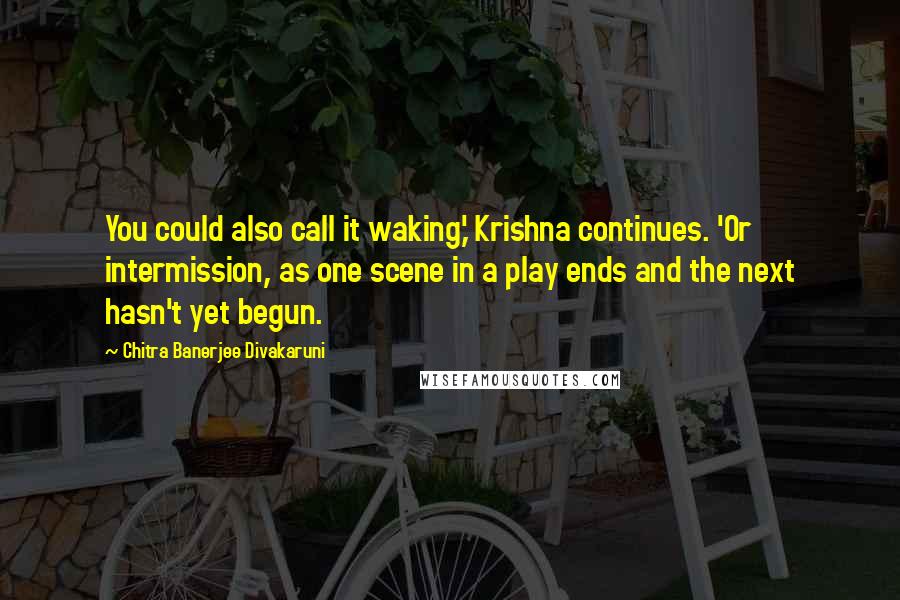 Chitra Banerjee Divakaruni Quotes: You could also call it waking,' Krishna continues. 'Or intermission, as one scene in a play ends and the next hasn't yet begun.