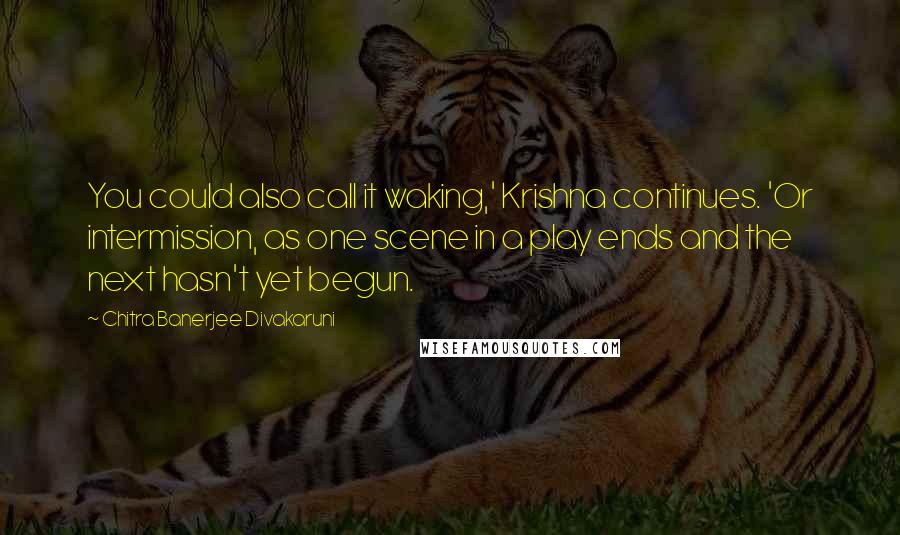 Chitra Banerjee Divakaruni Quotes: You could also call it waking,' Krishna continues. 'Or intermission, as one scene in a play ends and the next hasn't yet begun.