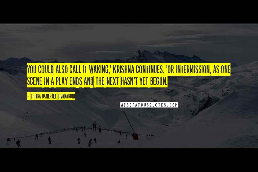 Chitra Banerjee Divakaruni Quotes: You could also call it waking,' Krishna continues. 'Or intermission, as one scene in a play ends and the next hasn't yet begun.