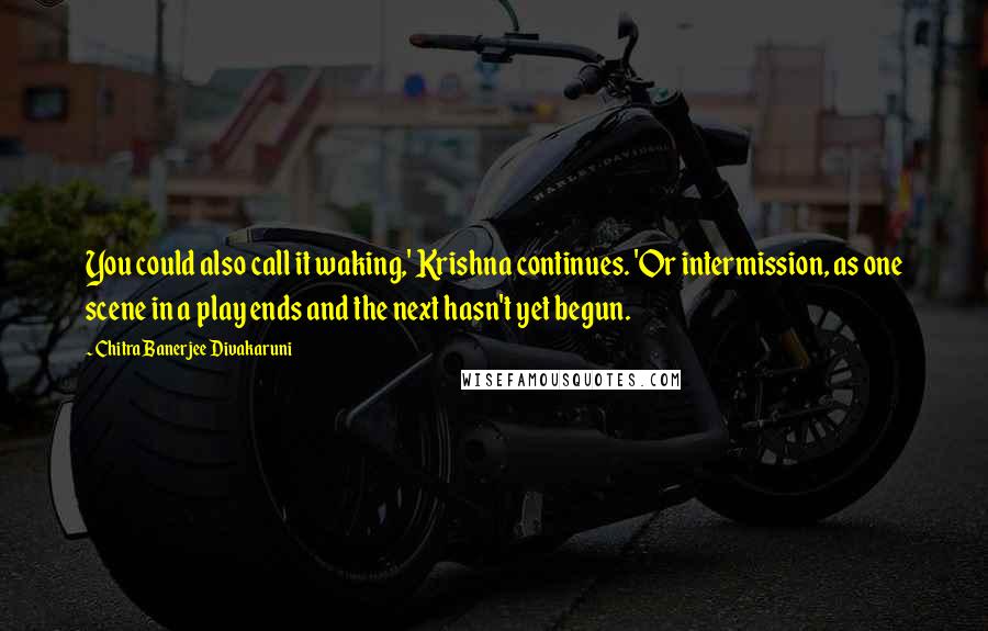 Chitra Banerjee Divakaruni Quotes: You could also call it waking,' Krishna continues. 'Or intermission, as one scene in a play ends and the next hasn't yet begun.