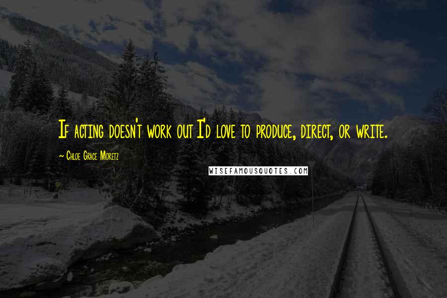 Chloe Grace Moretz Quotes: If acting doesn't work out I'd love to produce, direct, or write.