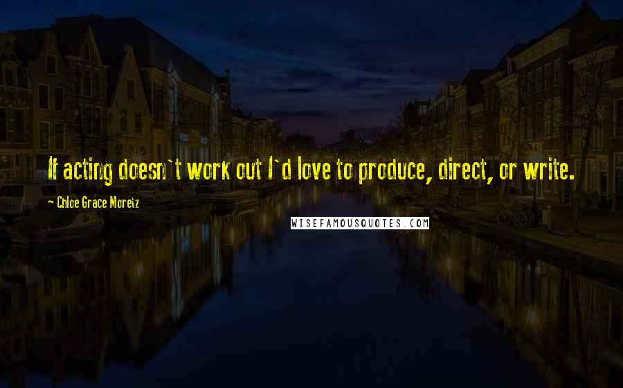 Chloe Grace Moretz Quotes: If acting doesn't work out I'd love to produce, direct, or write.
