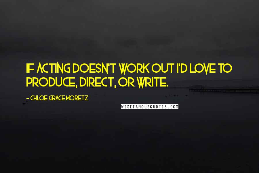 Chloe Grace Moretz Quotes: If acting doesn't work out I'd love to produce, direct, or write.