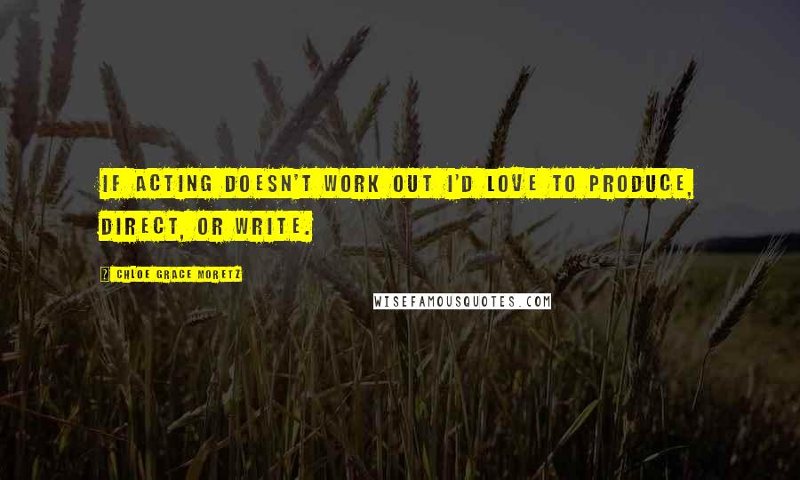 Chloe Grace Moretz Quotes: If acting doesn't work out I'd love to produce, direct, or write.