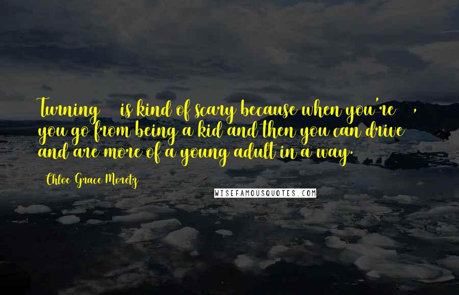 Chloe Grace Moretz Quotes: Turning 16 is kind of scary because when you're 16, you go from being a kid and then you can drive and are more of a young adult in a way.