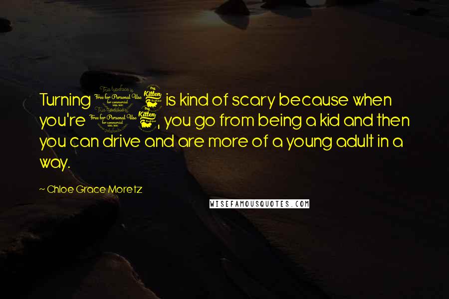 Chloe Grace Moretz Quotes: Turning 16 is kind of scary because when you're 16, you go from being a kid and then you can drive and are more of a young adult in a way.