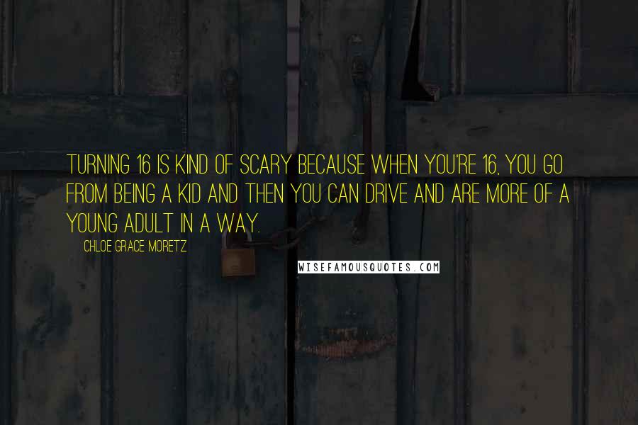 Chloe Grace Moretz Quotes: Turning 16 is kind of scary because when you're 16, you go from being a kid and then you can drive and are more of a young adult in a way.