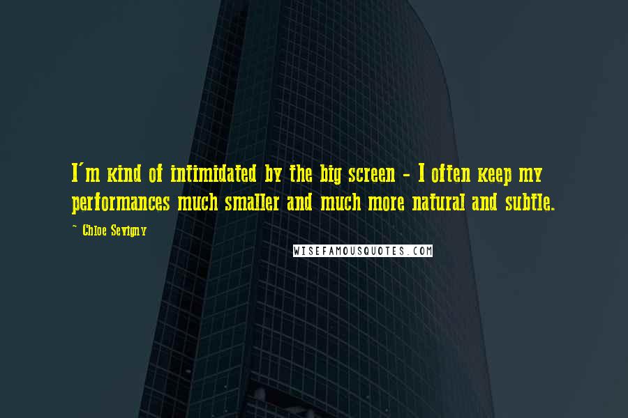 Chloe Sevigny Quotes: I'm kind of intimidated by the big screen - I often keep my performances much smaller and much more natural and subtle.