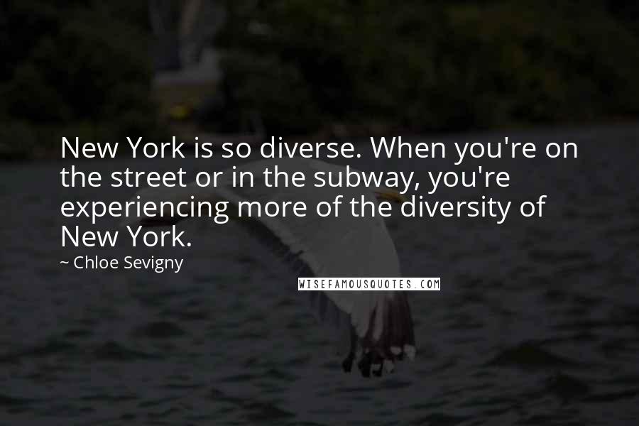 Chloe Sevigny Quotes: New York is so diverse. When you're on the street or in the subway, you're experiencing more of the diversity of New York.