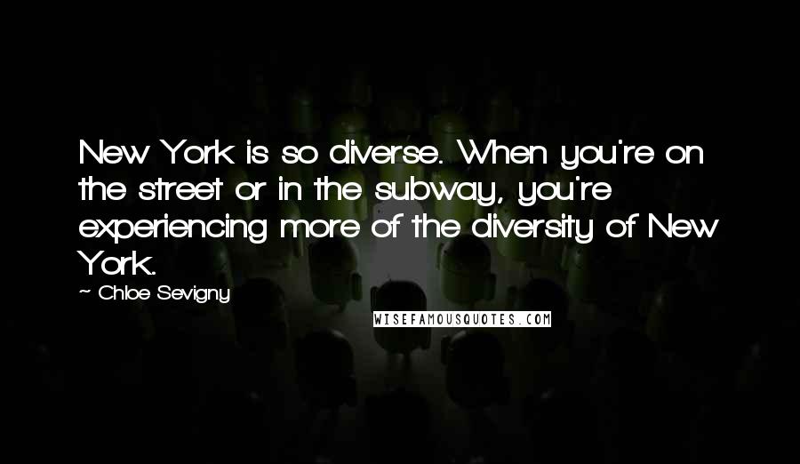 Chloe Sevigny Quotes: New York is so diverse. When you're on the street or in the subway, you're experiencing more of the diversity of New York.