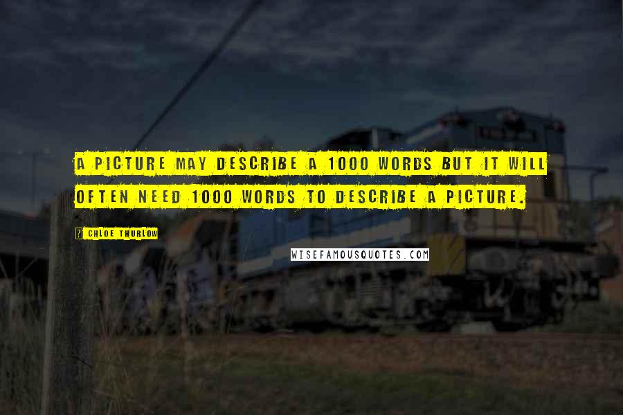 Chloe Thurlow Quotes: A picture may describe a 1000 words but it will often need 1000 words to describe a picture.