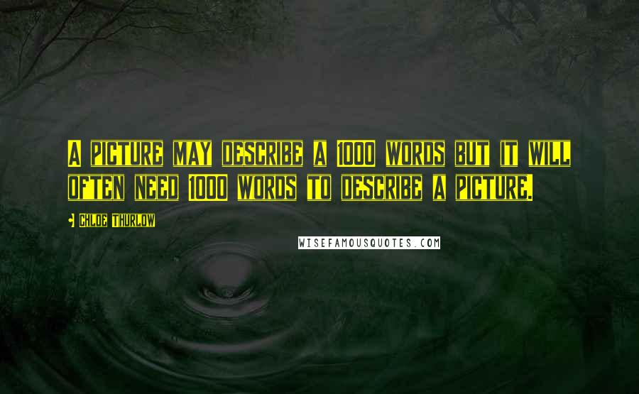 Chloe Thurlow Quotes: A picture may describe a 1000 words but it will often need 1000 words to describe a picture.