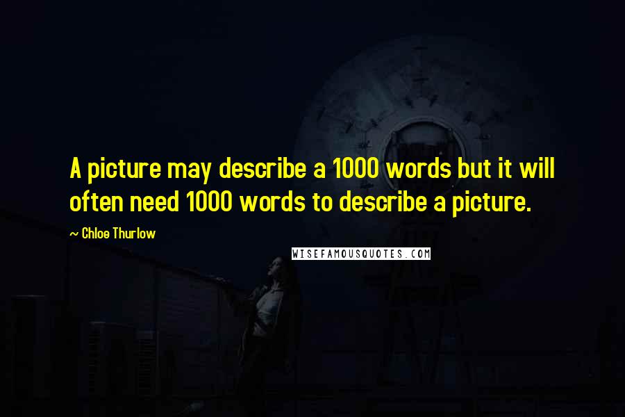 Chloe Thurlow Quotes: A picture may describe a 1000 words but it will often need 1000 words to describe a picture.