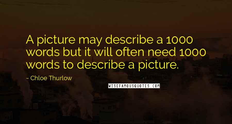 Chloe Thurlow Quotes: A picture may describe a 1000 words but it will often need 1000 words to describe a picture.