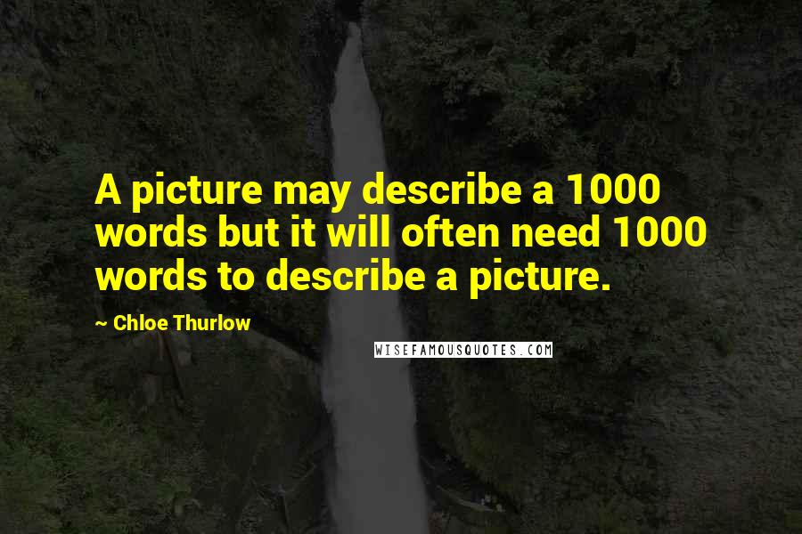 Chloe Thurlow Quotes: A picture may describe a 1000 words but it will often need 1000 words to describe a picture.