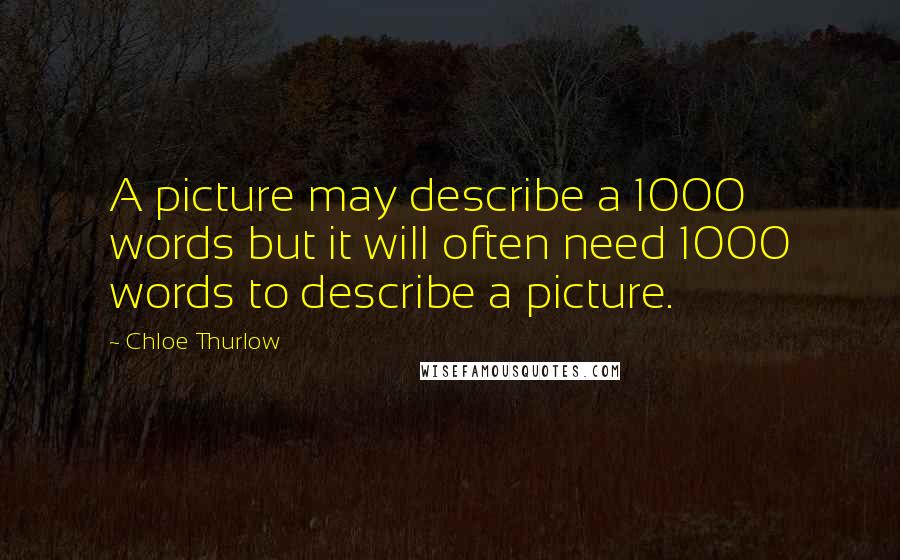 Chloe Thurlow Quotes: A picture may describe a 1000 words but it will often need 1000 words to describe a picture.