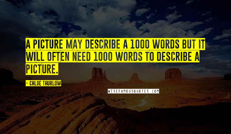 Chloe Thurlow Quotes: A picture may describe a 1000 words but it will often need 1000 words to describe a picture.