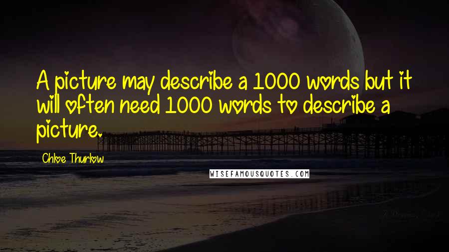 Chloe Thurlow Quotes: A picture may describe a 1000 words but it will often need 1000 words to describe a picture.