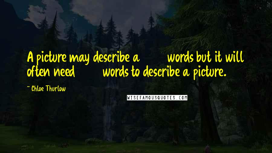 Chloe Thurlow Quotes: A picture may describe a 1000 words but it will often need 1000 words to describe a picture.