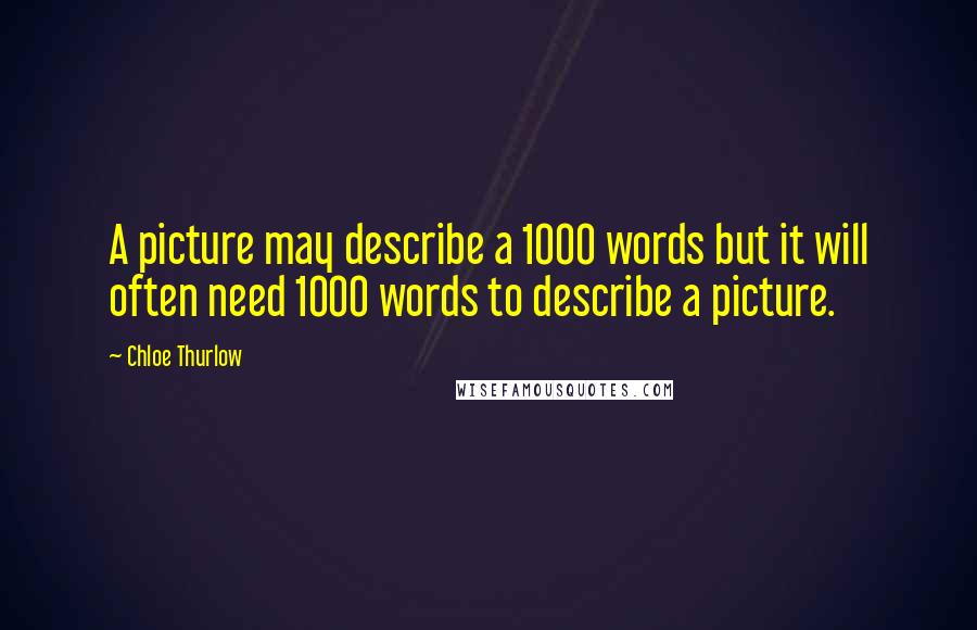 Chloe Thurlow Quotes: A picture may describe a 1000 words but it will often need 1000 words to describe a picture.