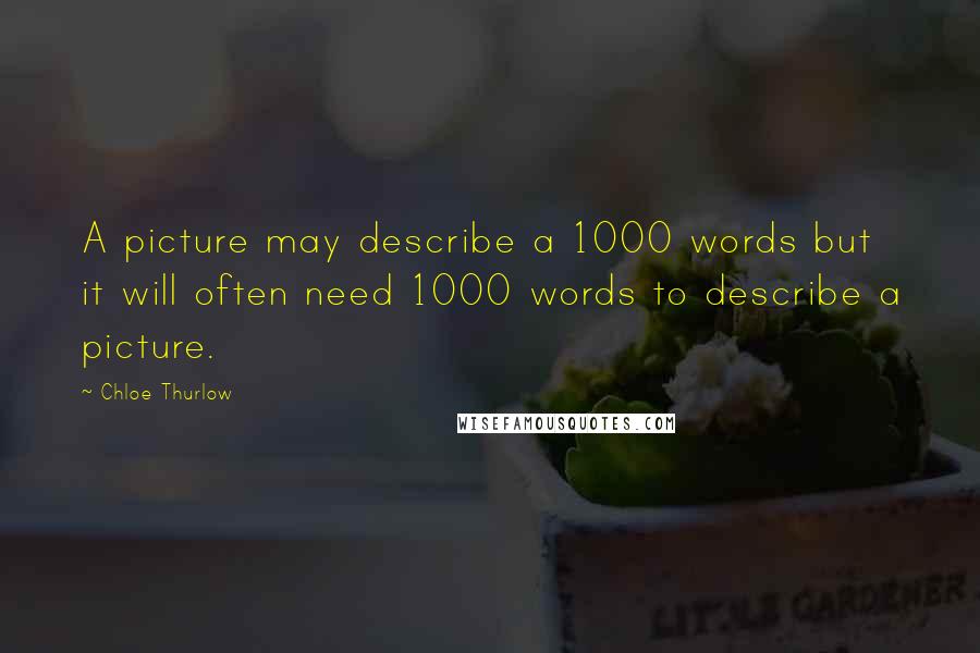 Chloe Thurlow Quotes: A picture may describe a 1000 words but it will often need 1000 words to describe a picture.